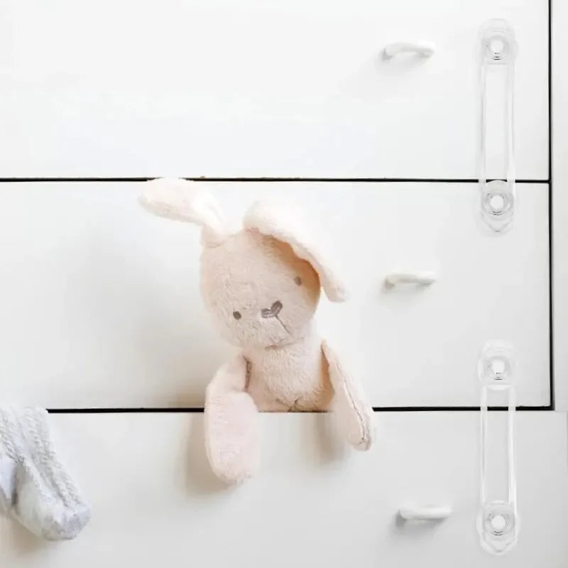 5pcs Child Safety Lock Transparent Anti-Opening Soft Strap Safety Lock Multi-functional Baby Drawer Refrigerator Lock Leedoar