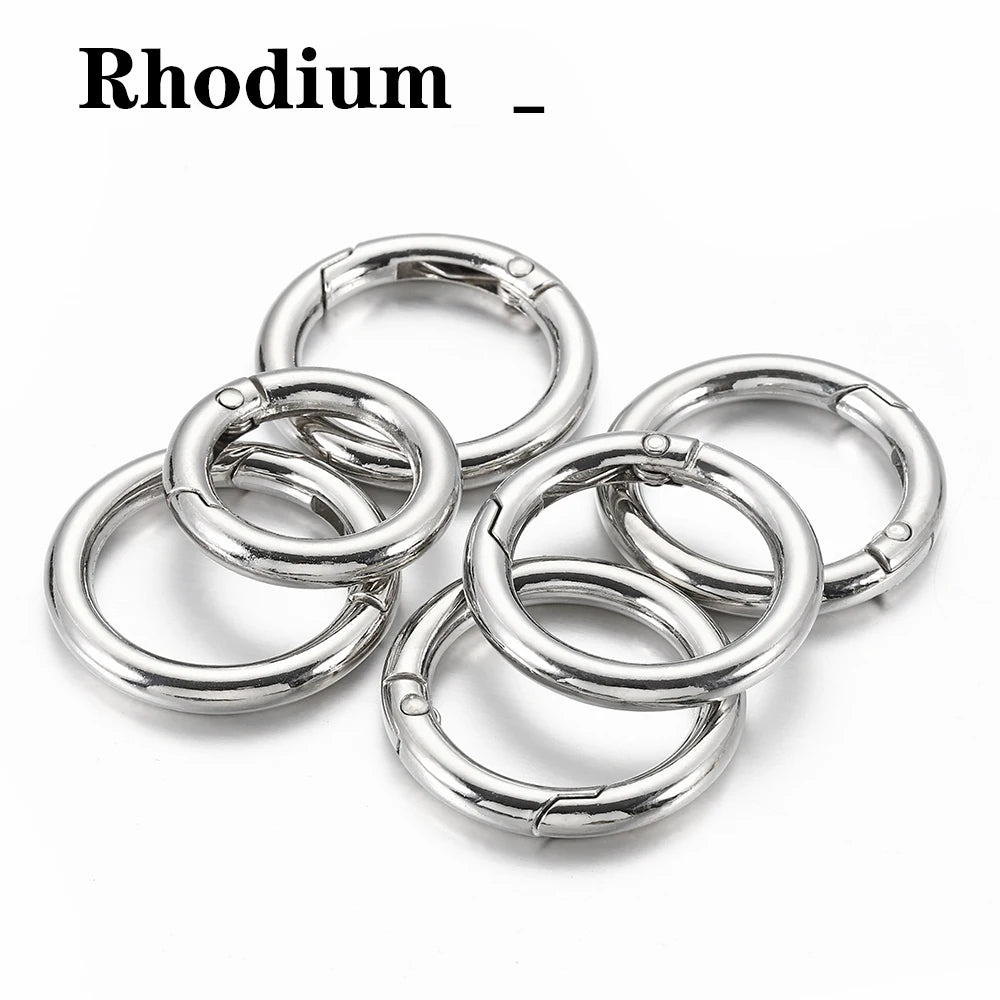 5pcs Spring Clasp Keychain Ring KC Gold Color Openable Round Carabiner Hook Buckle Leedoar