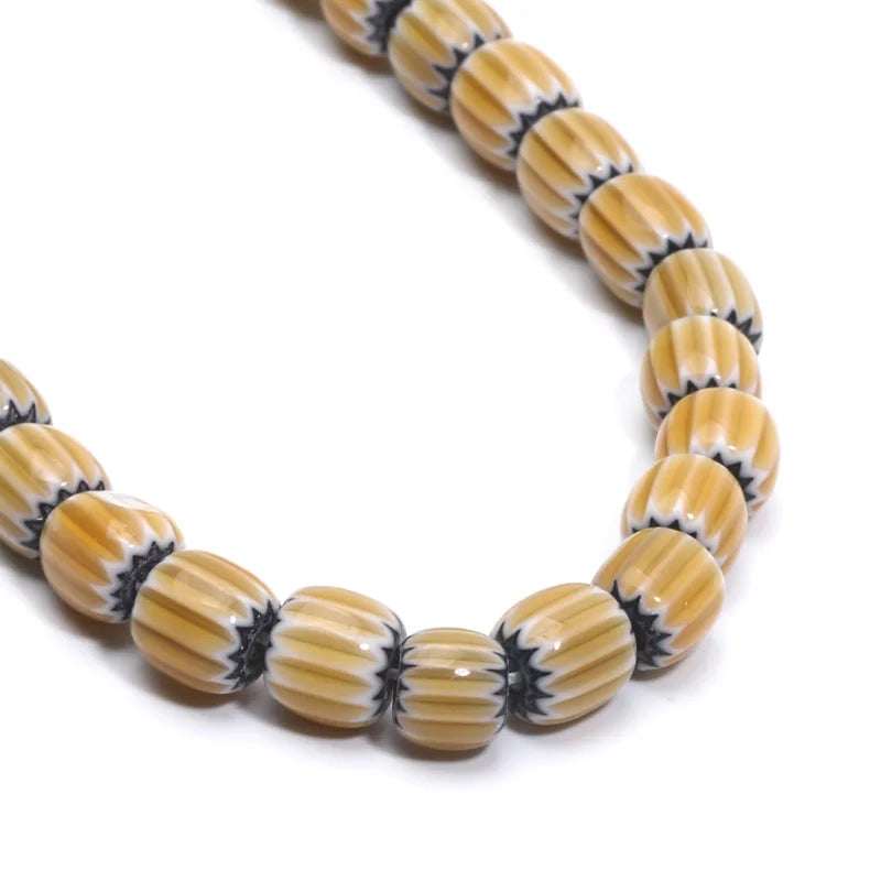 6/8mm Pumpkin Shape Lampwork Beads Cylinder Glazed Glass Beads For Diy Jewelry Making Necklace Bracelet Handmade Accessories Leedoar