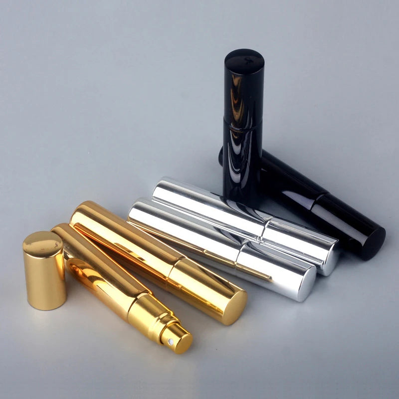 6PCS 10ML Portable UV Glass Refillable Perfume Bottle With Aluminum Atomizer Spray Bottles Sample Empty Containers Leedoar