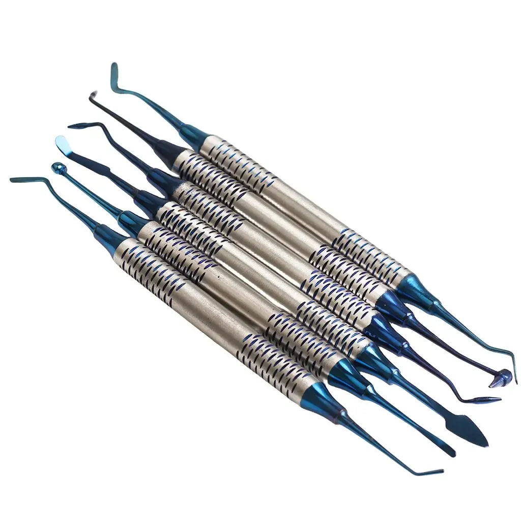 6Pcs Dental Composite Resin Filling Spatulas Double Head Titanium Plated Head Fill Restoration Set Dentist Accessories Leedoar