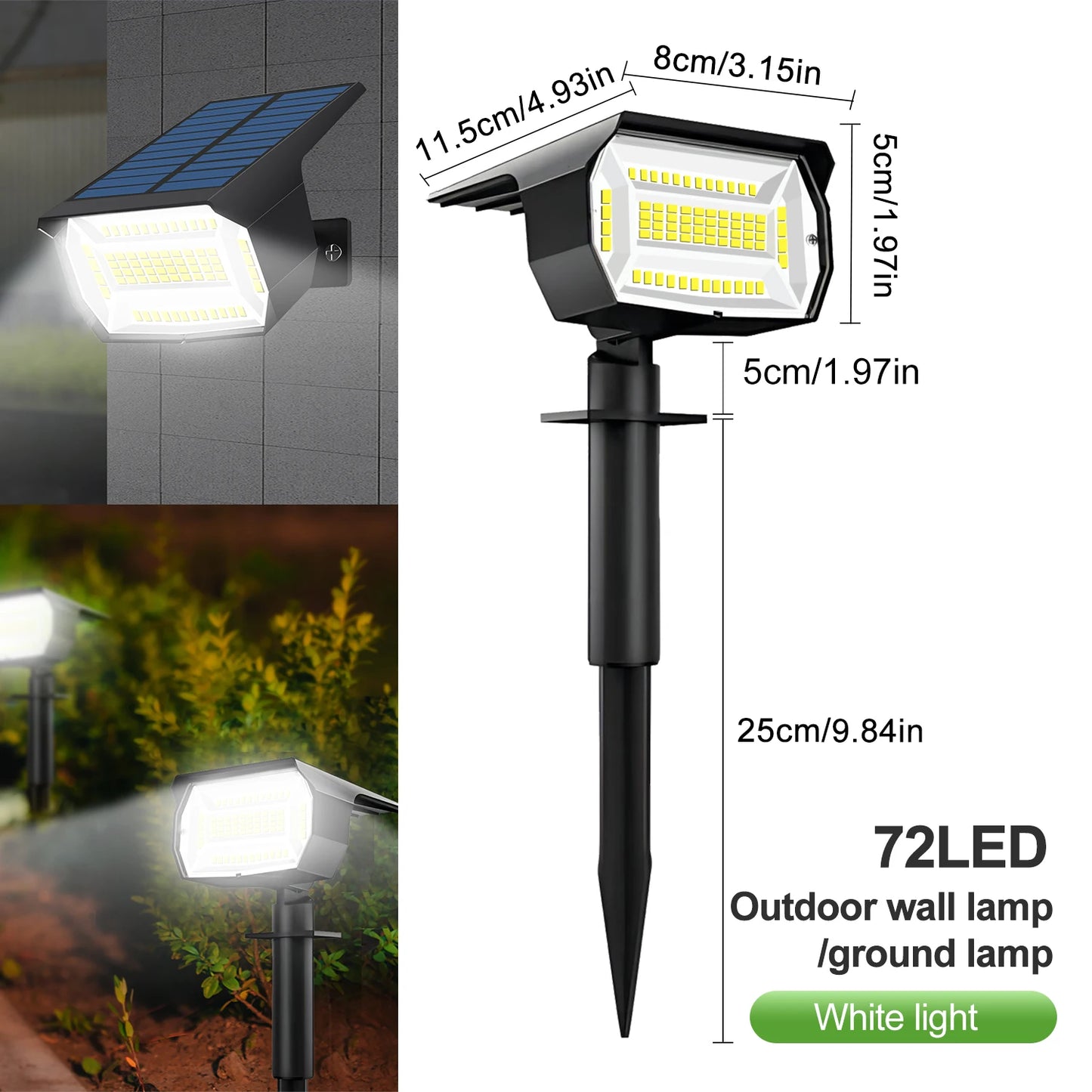 72/68LED Solar Spot Lights Outdoor Waterproof Garden Solar Landscape Spotlights 3 Modes Wall Lights Door Backyard Garage Deck Leedoar