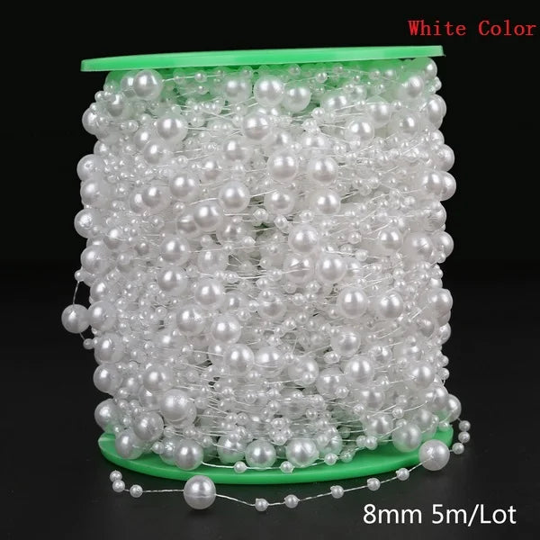 ABS Imitation Ivory Pearl Bead Chain Line Cord Thread Trim for DIY Wedding Party Decoration & Jewelry Findings Craft Accessories Leedoar