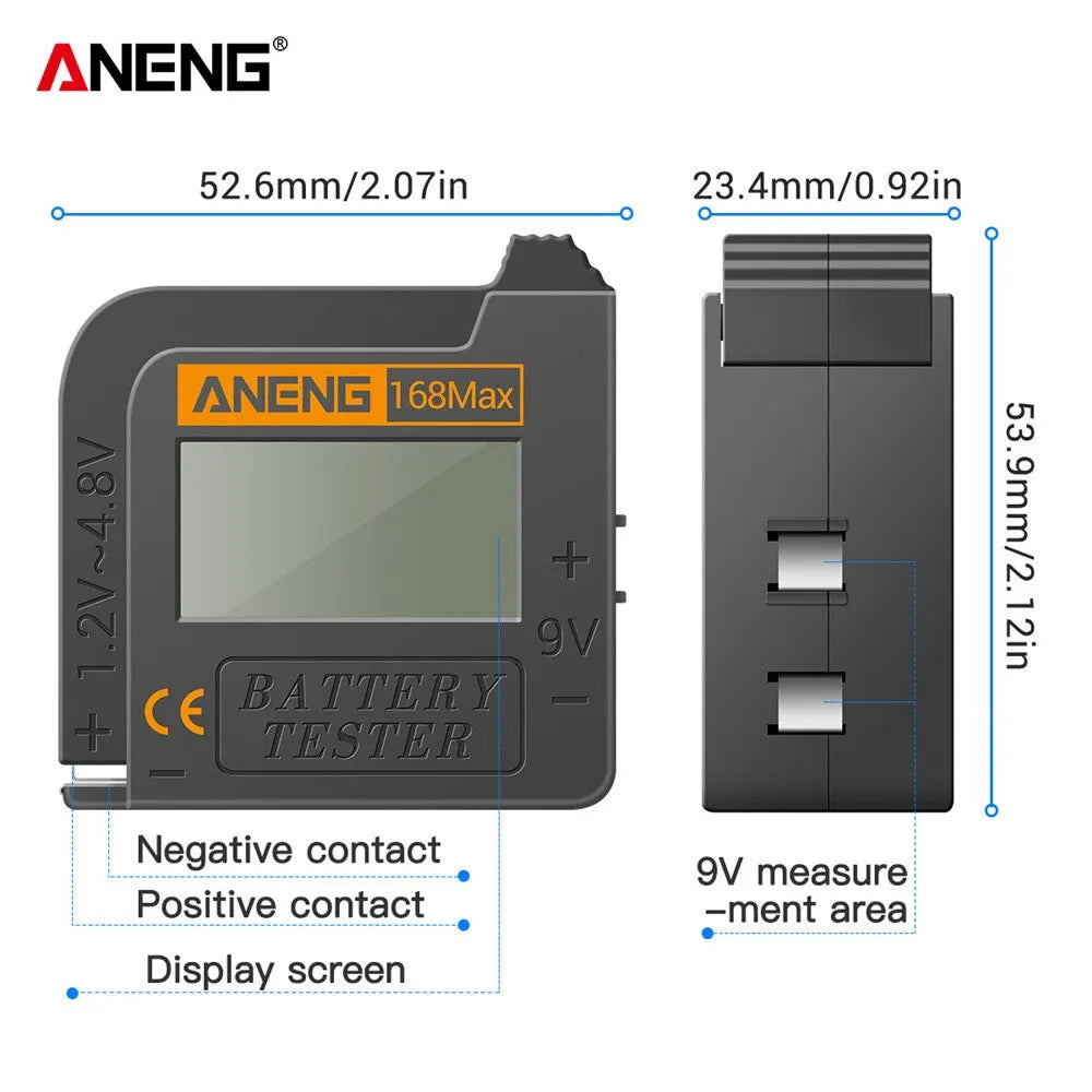 ANENG 168Max Digital Capacity Universal Test Lithium Battery Tester Checkered Load Analyzer Display Check AAA AA Button Cell Leedoar