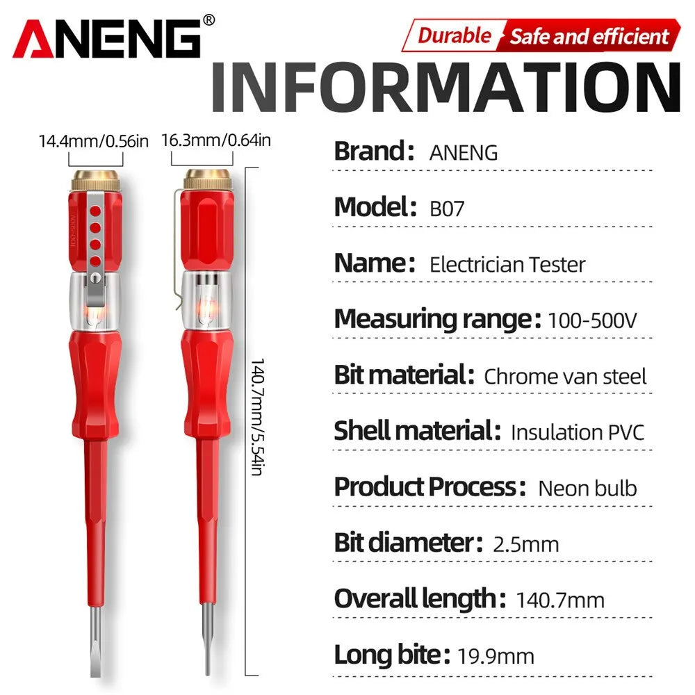 ANENG B07 Screwdriver Test Detective Voltage Meter Tester Detector Electric Tester Pen Mini Electricity Instrument Tools Leedoar