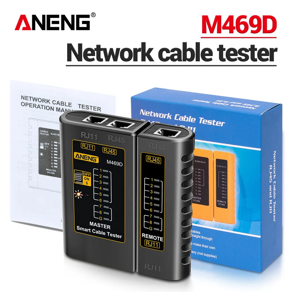 ANENG M469D Cable lan tester Network Cable Tester RJ45 RJ11 RJ12 CAT5 UTP LAN Cable Tester Networking Tool Network Repair Leedoar