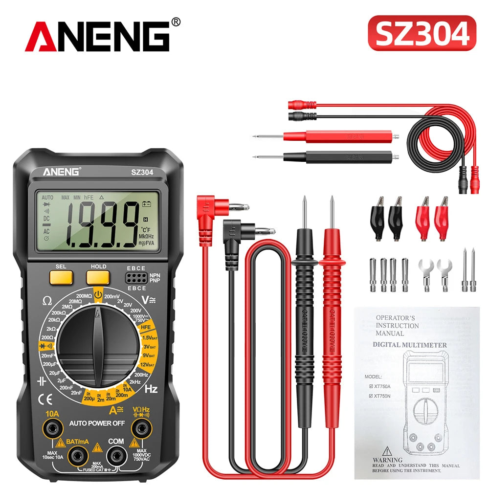 ANENG SZ304 Multifunction Digital Multimete True RMS Handheld High Precision Tester NCV AC/DC Votage Current Resistance Ohm Tool Leedoar