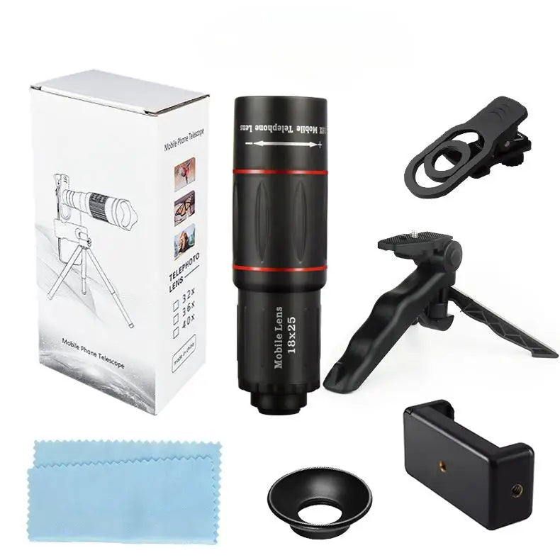 18X Mobile Phone Telephoto Lens Portable External 37mm Caliber High-power HD Zoom External Handheld Bracket Photograph Telescope Leedoar