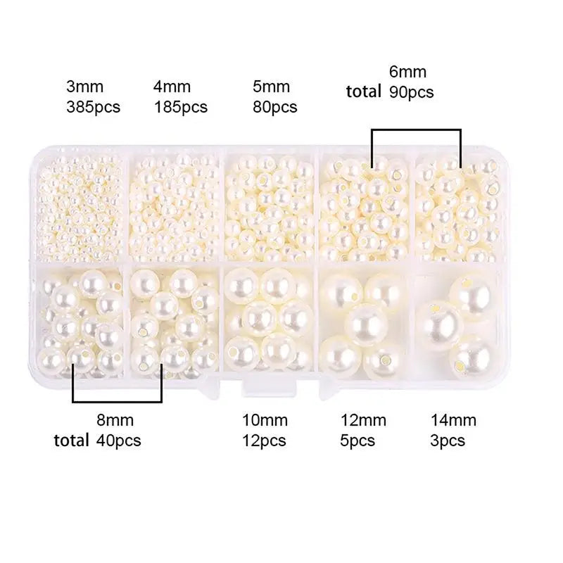 About 800pcs/Box ABS Imitation Pearl Set DIY Earrings Bracelets Necklaces Jewellery Making Material DIY Craft Garment Decoration Leedoar