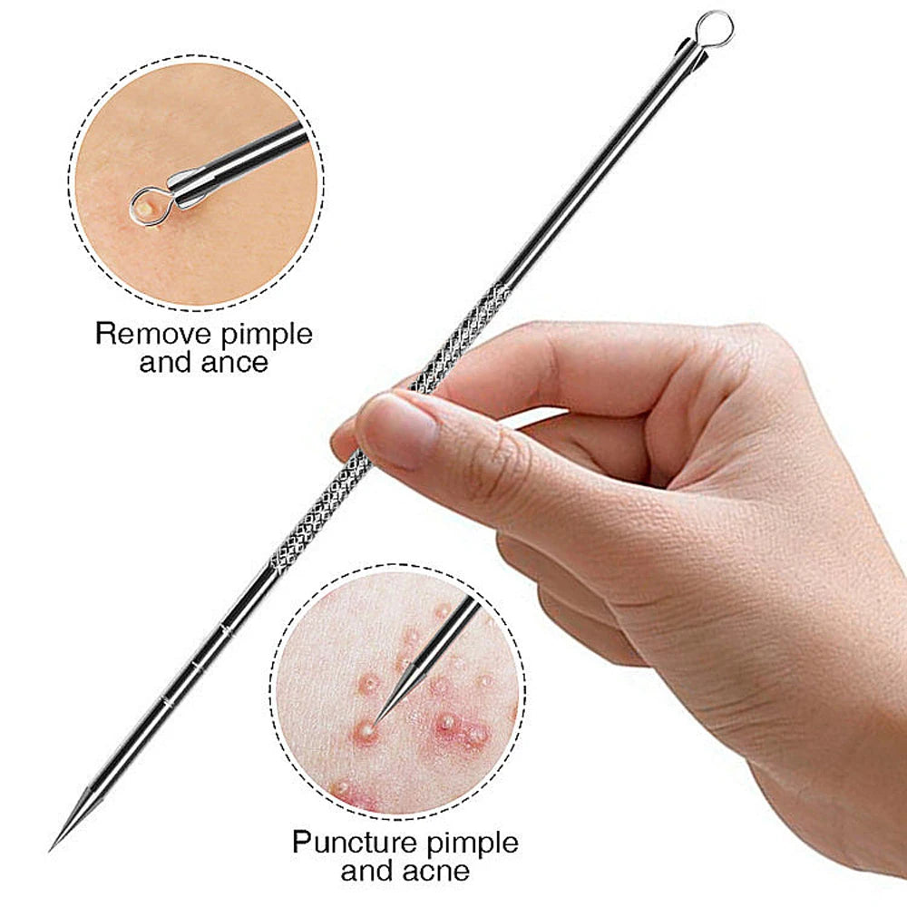 Acne Needle Remove Blackhead Blemish Pimple Comedone 4pcs/Set Double-ended Stainless Steel Facial Cleaning Skin Care Leedoar