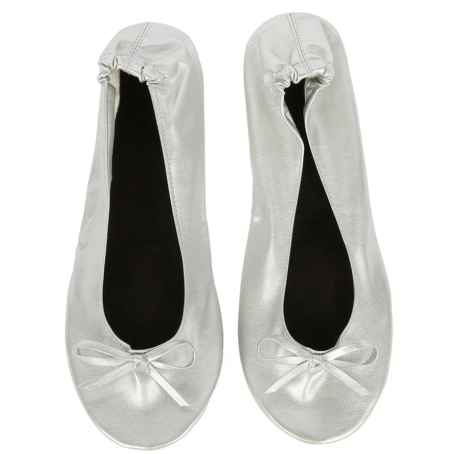 After Party Shoes Fashion Women Shoes Flats Portable Fold Up Bridal Prom Ballerinas Flat Shoes Roll Up Foldable Ballets