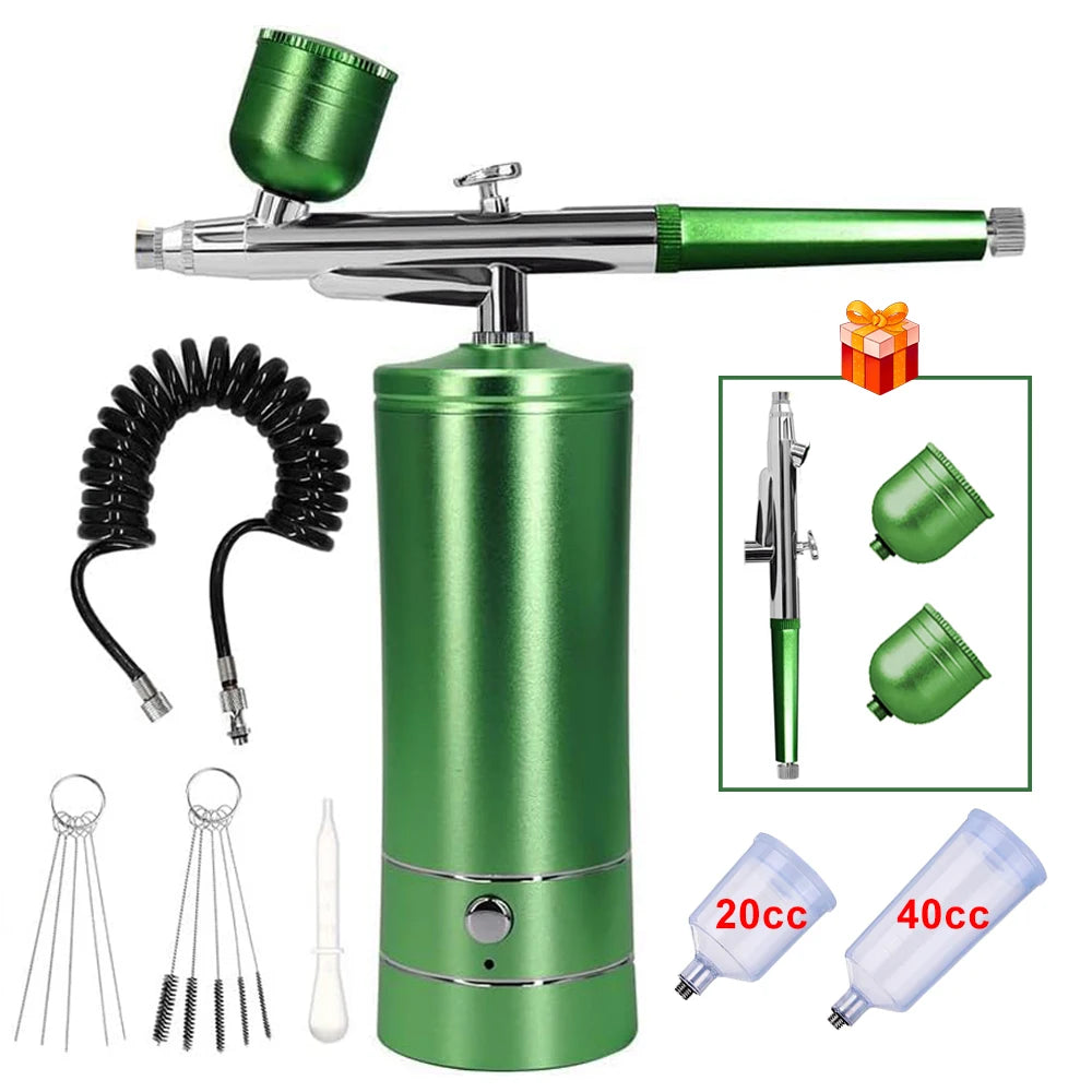 Airbrush Nails Art Painting Compressor Portable Air Brush Cake Paint Spray Gun Cordless Mini Airbrush For Nail Decoration Makeup Leedoar