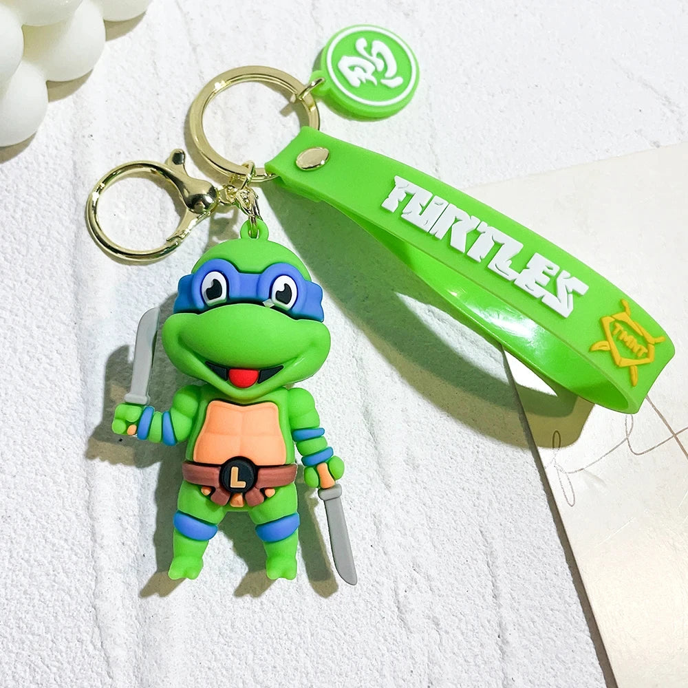 Anime Ninja Turtle Figure Keychain Teenage Mutant Ninja Turtles Raphael Donatello Doll Keyring Car Key Bag Ornament Gift Leedoar