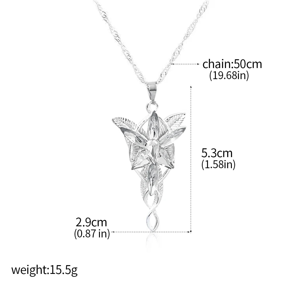 Arwen Evenstar Movie Necklace Silver Color Crystal Pendant Necklaces for Women Girl Party Jewelry Gift Jewelry Leedoar