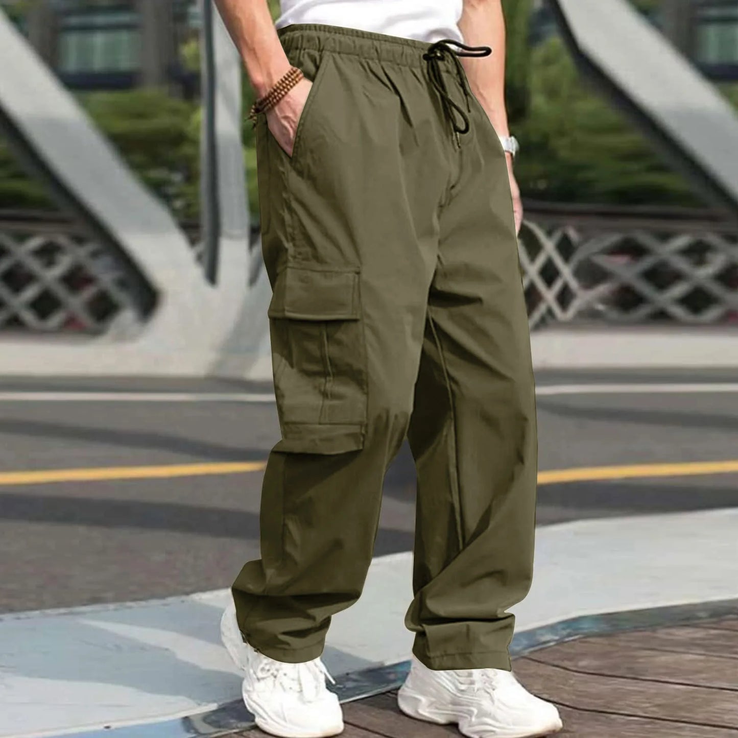 Autumn new multi pocket workwear pants, men's pants, straight tube multifunctional men's casual pants, oversized men's pants Leedoar