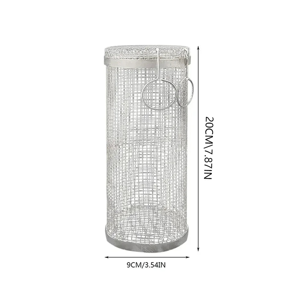 BBQ Grill Basket, Rolling Grilling Basket, Stainless Steel Grill Mesh Barbeque Grill Accessories forOutdoorOutdoor rolling grill Leedoar
