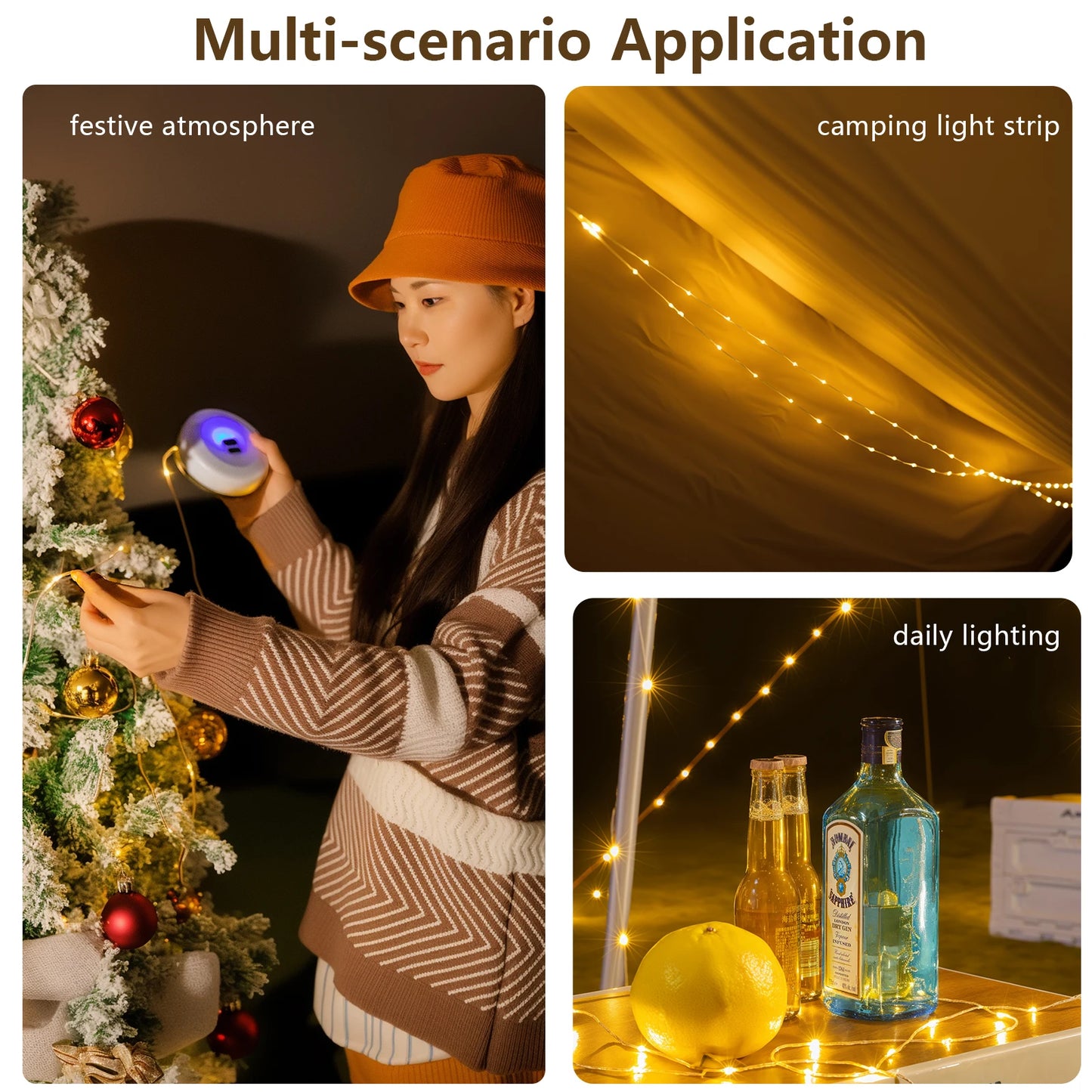 BISINNA Camping String Light USB Charging Lantern 2800mAh,IPX6 Waterproof,Rechargeable Flashlights Leedoar