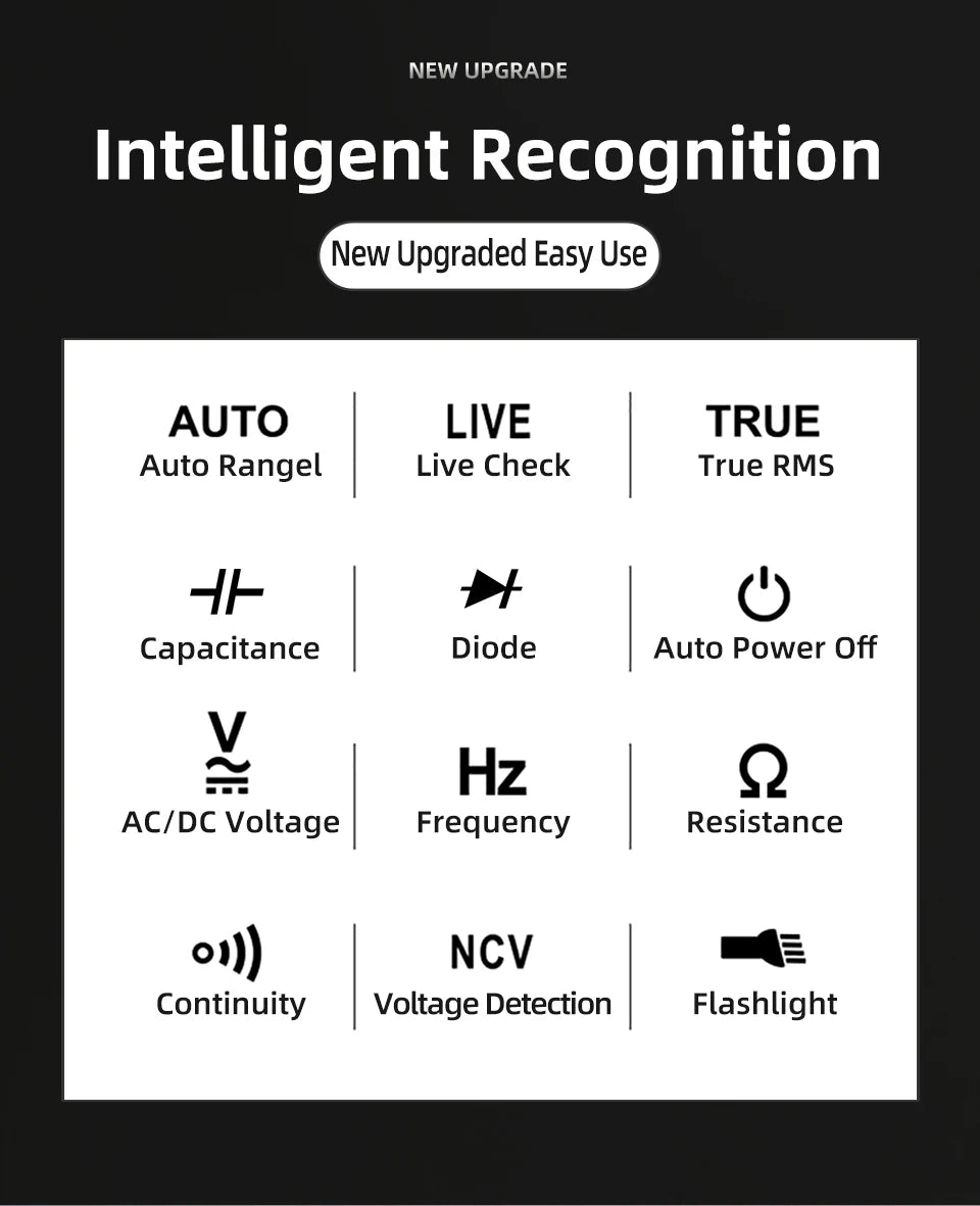 BSIDE Intelligent Digital Multimeter AC DC Voltage Detector Resistance Capacitance HZ Non-Contact Voltage Tester Leedoar