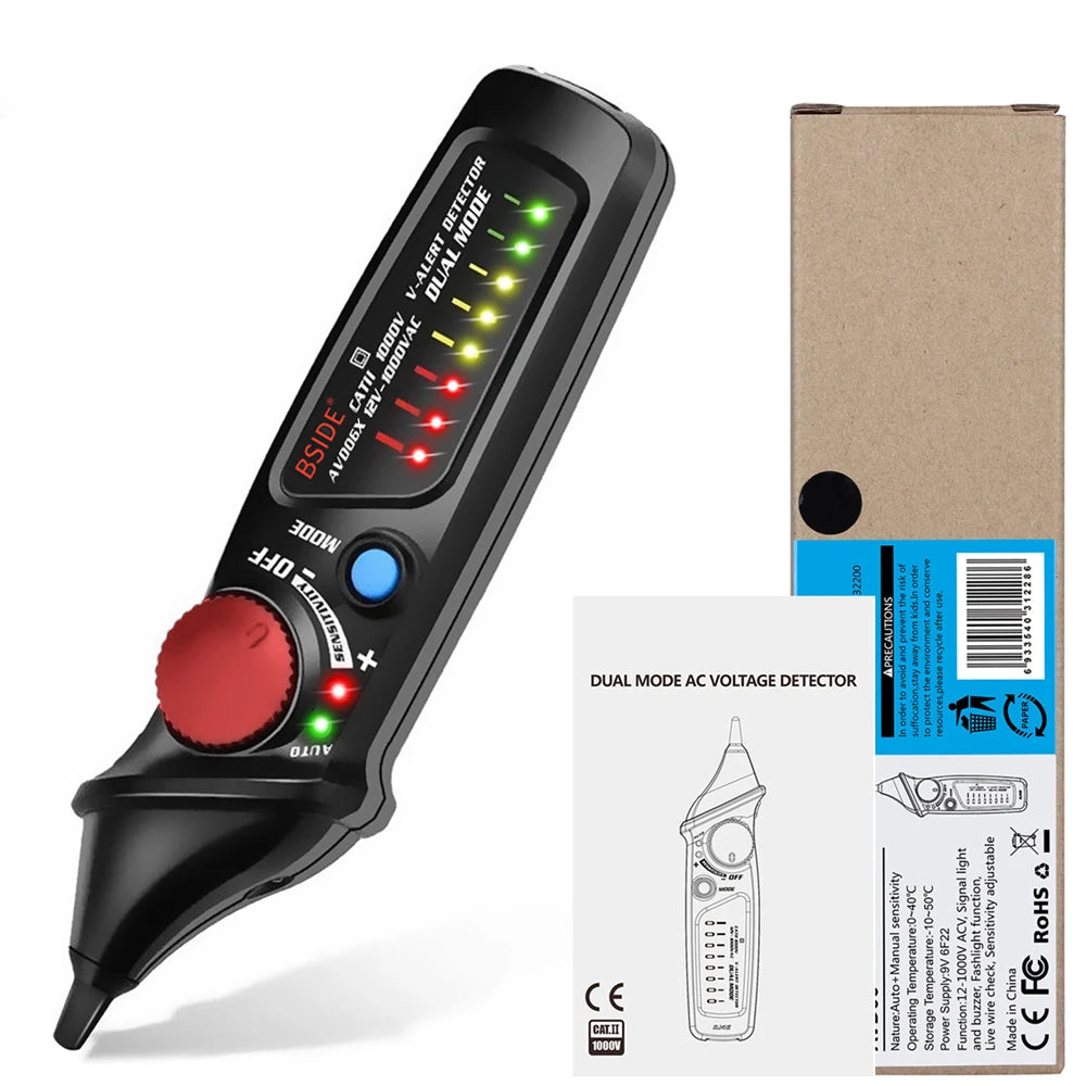 BSIDE Non-Contact Voltage Detector Tester Indicator Profession Smart Test Pencil Live/phase Wire Breakpoint NCV Continuity Meter Leedoar