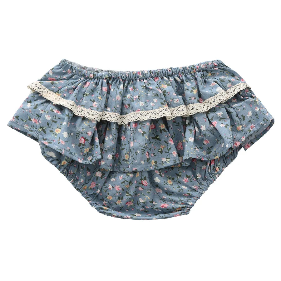 Baby Girls Floral Ruffles Lace Skirt Shorts Kids Summer Pettiskirt Toddler Dancing Wedding Clothing Tutu Skirt Infant Bloomer Leedoar