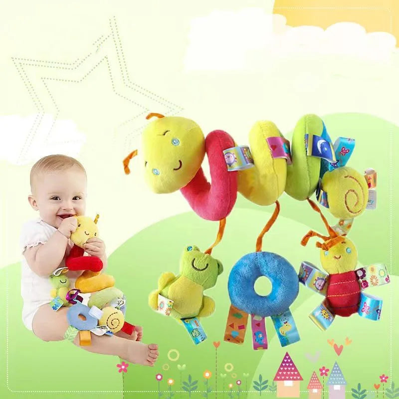 Baby Infant Bed Stroller Hanging Bell Rattle Plush,Baby color label bed wrapping cartoon multifunctional bed wrapping Leedoar