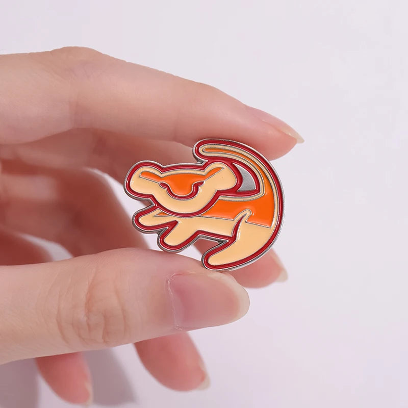 Baby Lion Enamel Pins Custom Animal Brooches Lapel Badges Classic Cartoon Movie Jewelry Gift for Fans Friends Leedoar