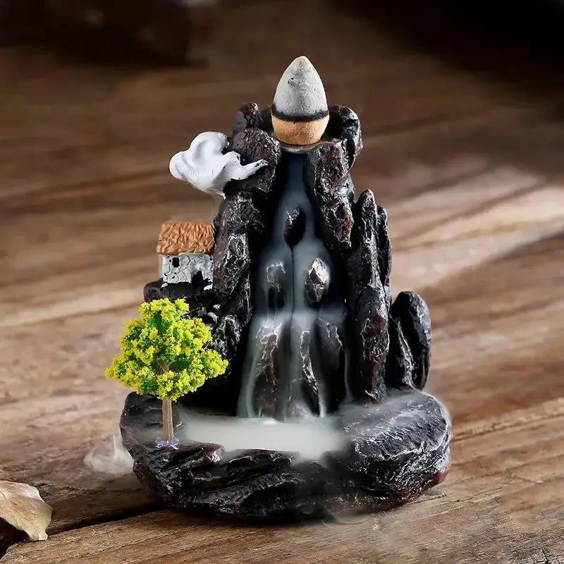 Backflow Incense Holder Waterfall Incense Burner Home Decor Aromatherapy Ornament Incense Cones with Backflow Incense Cones Leedoar