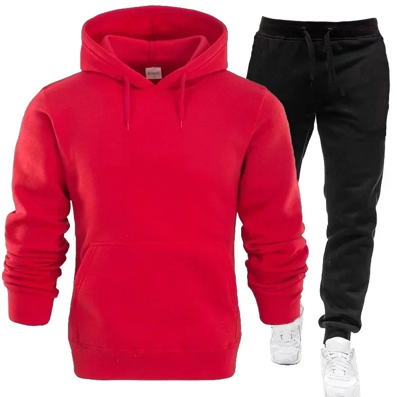 Basic Men/Women 2Pcs/Sets Sweatshirt Hoodies Pants 2024 Male Gyms Fitness Tops Joggers Sportswear Tracksuits Leedoar