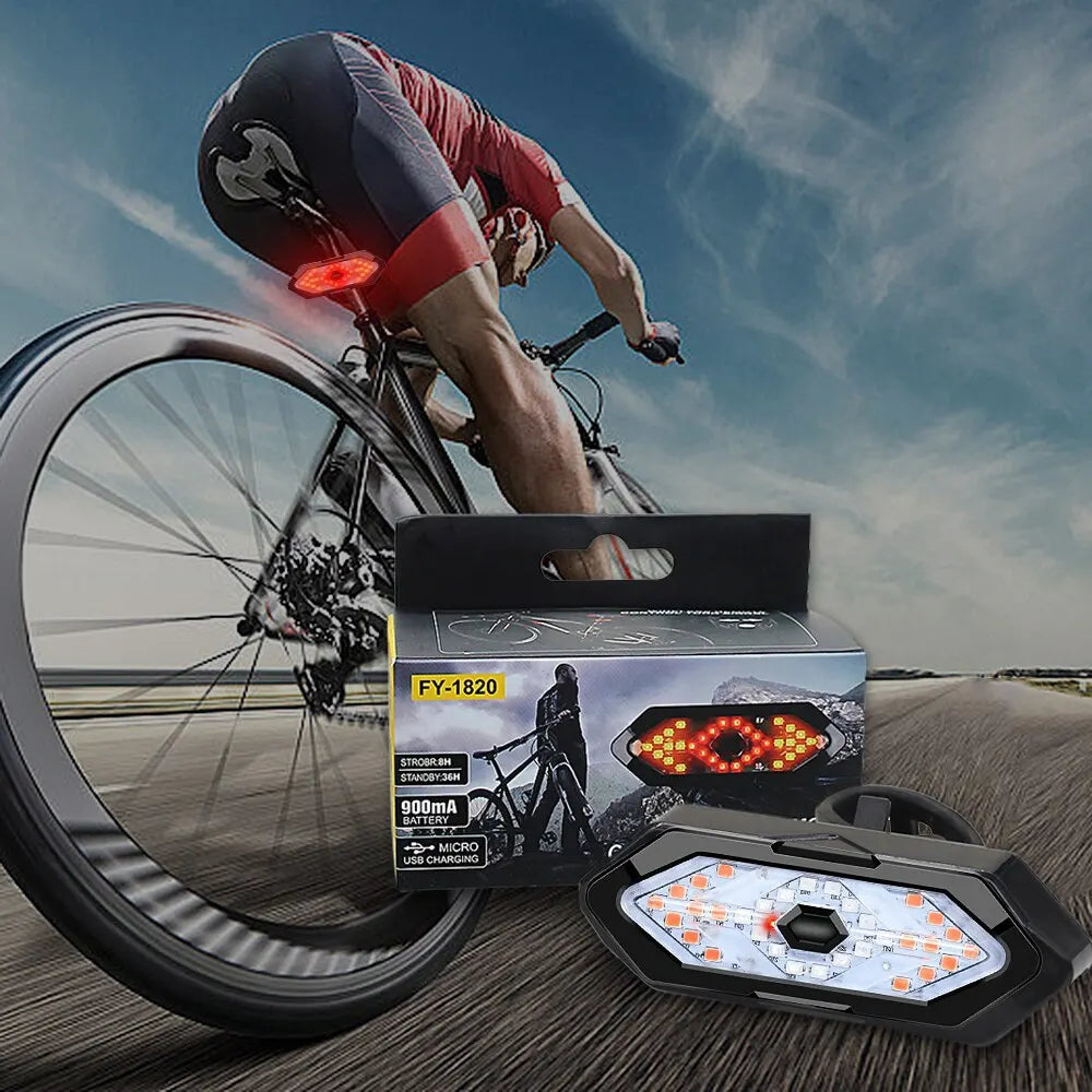 Bike Turn Signal Rear Light Remote Bicycle Lights LED USB Rechargeable Bicycle Lamp Bike Wireless Warning Tail Light Leedoar