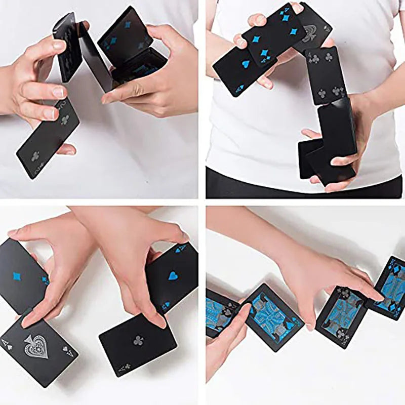 Black and Blue Plastic Playing Cards Durable and Durable Plastic PVC Waterproof Playing Cards Home Party Playing Cards Leedoar
