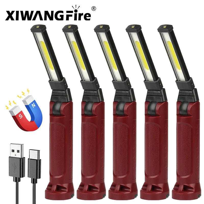 cofuture rechargeable flashlight built in cob side light COB Work Light 180° Folding Flashlight USB Rechargeable Portable Campi – Leedoar