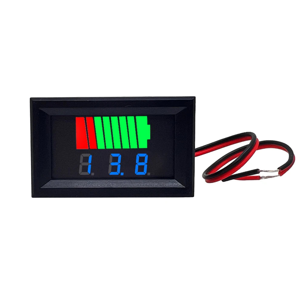 Car Battery Charge Level Indicator 12V 24V 36V 48V 60V 72V Lithium Battery Capacity Meter Tester Display LED Tester Voltmeter Leedoar