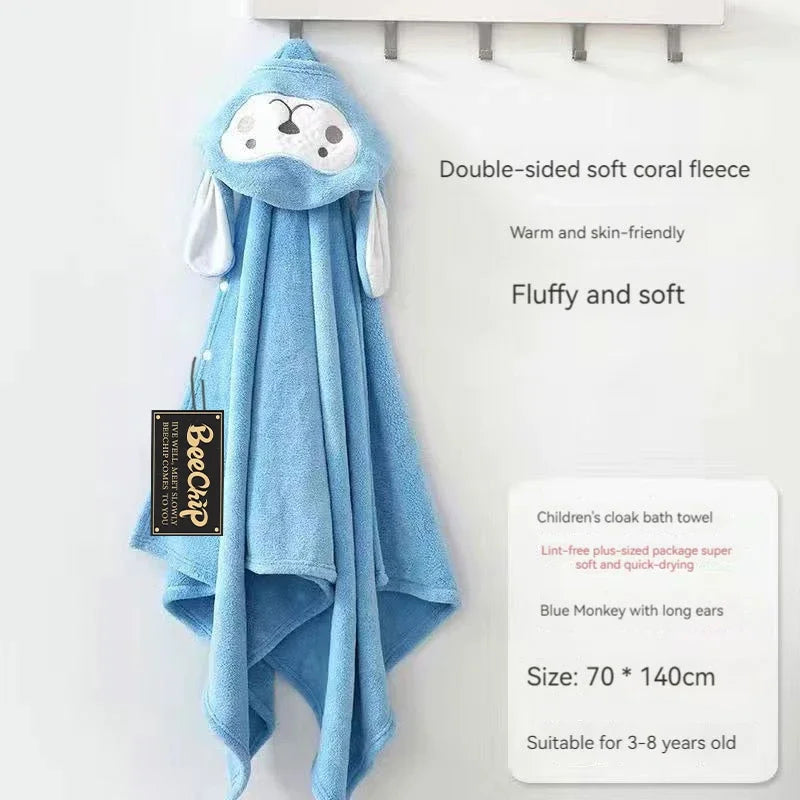 Cartoon Animal Baby Bath Towel Absorbent Fast Drying Without Linting Fluffy Soft Best For Little Baby Winter Children'S Bathrobe Leedoar