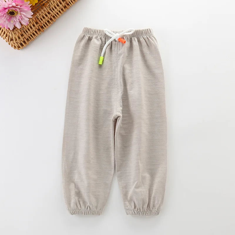 Children Pants Summer Cotton Thin Breathable Prevent Mosquito Candy Color Kids Boys Girls Baby Pants Leedoar