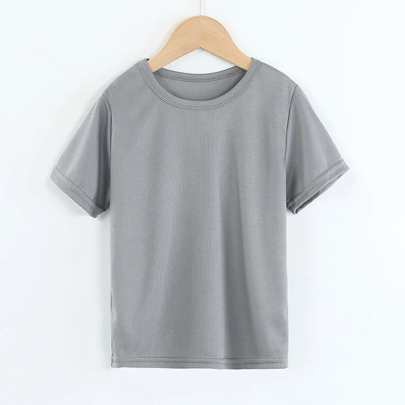 Children Short Sleeve T Shirt Boy Pure Girl Baby Leisure Wear Summer Ventilation Clothes Sports Quick-drying Top Leedoar