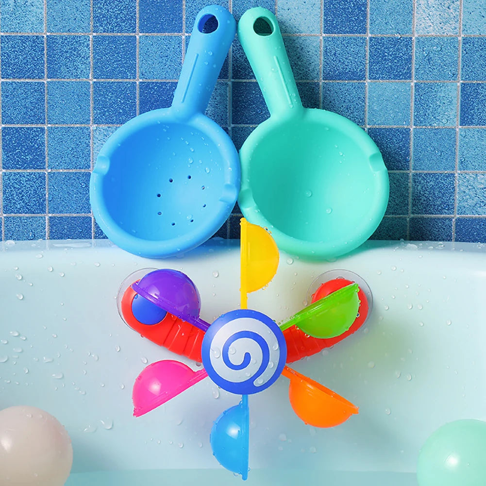Colorful Waterwheel Bathing Sucker Baby Bath Toys Bathtub Water Spray Play Set Shower Sprinkler Toy For Kids Toddler Children Leedoar