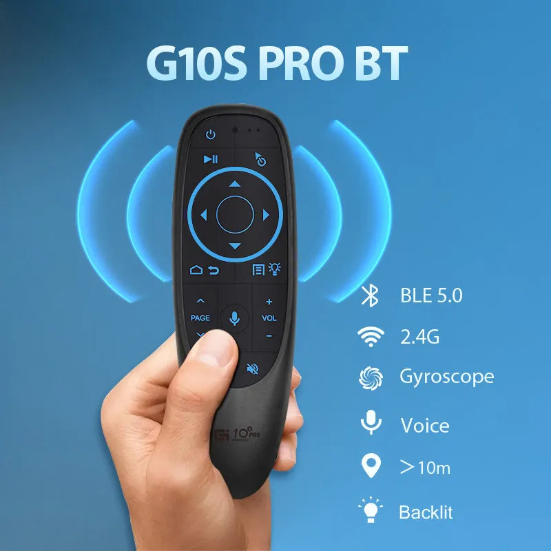 Control remoto Universal por voz G10S, 2,4G, inalámbrico, retroiluminado, aprendizaje IR con giroscopio, Control de Air Mouse para Android TV PC Leedoar