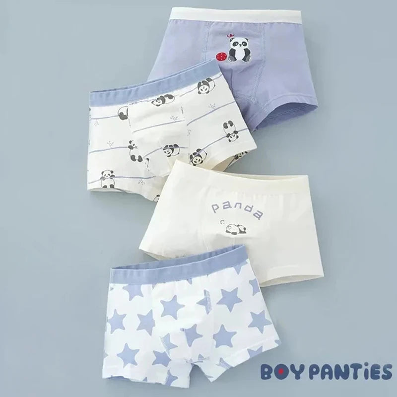 Cotton Kids Underwear 2023 Korean Cartoon Car Boxers for Boys Teenage Plaid Panties Shorts Boy Cute Underpants 2 4 8 12 14 Years Leedoar