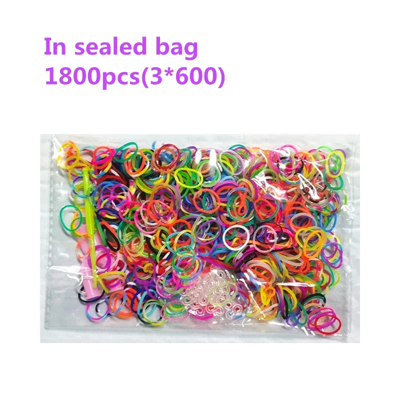 Creative Colorful Loom Bands Set Rainbow Bracelet Making Kit DIY Rubber Band Woven Bracelets Craft Toys For Girls Birthday Gifts Leedoar