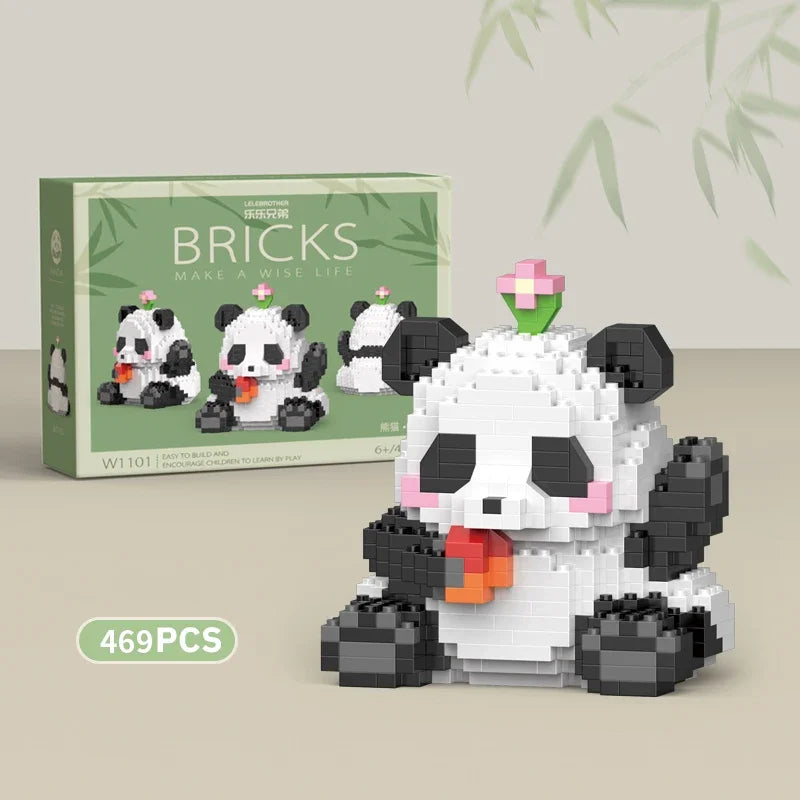 Creative DIY Assemable Animal Cute MINI Chinese Style Animal Panda Building Block Educational Boy Toys For Children Model Bricks Leedoar