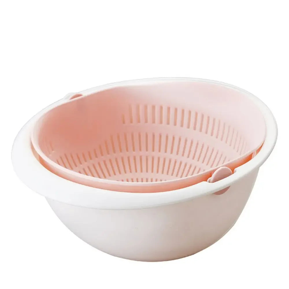 Creative Multifunctional Draining Basket Double Kitchen Fruit And Vegetable Round Plastic Dishwashing Basket Leedoar