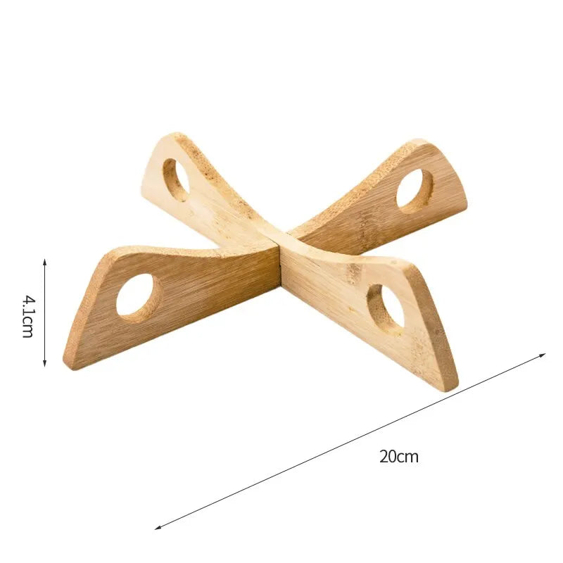 Cross Tray Holder Wooden Removable Table Mat Anti-Heat Steam Table Mat Household Kitchen Anti-Slip Wooden Mat Gadget Leedoar