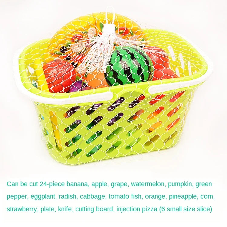 Cutting Play Food Set For Kids Simulation Kitchen Toys Pretend Play Montessori Cut Fruits Vegetables Toy for Toddlers Boys Girls