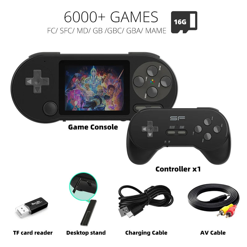 DATA FROG SF2000 Portable Handheld Game Console 3 inch Retro Game Consoles Built-in 6000 Games Classic Mini Video Games for Kids Leedoar