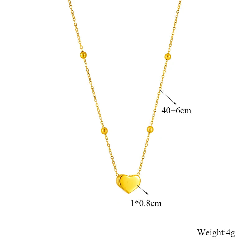 DIEYURO 316L Stainless Steel Gold Color Heart Love Chain Necklace Bracelets For Women Girl New Fashion Non-fading Jewelry Set Leedoar