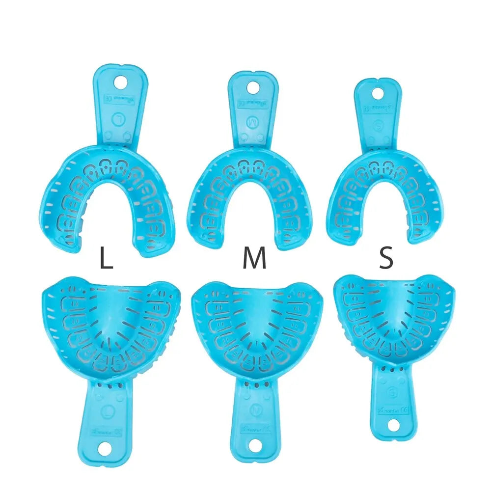 Denspay 6Pcs/Set Dental Impression Plastic Tray S/M/L Dental Implant Tray Full Mouth Removable Partial Mold Tray Easy To Fold Leedoar
