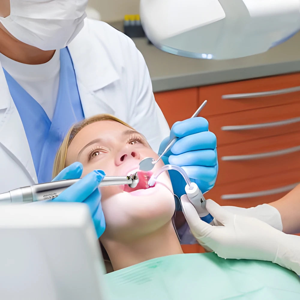 Dental LED High Speed Handpiece Standard Head Push Button Three Water Spray E-generator Air Turbine 2/4 Holes Dentist Instrument Leedoar