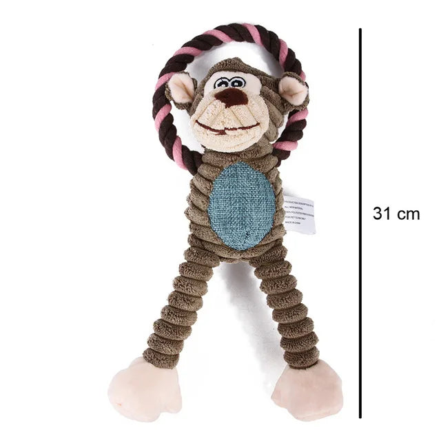 Dog Plush Toys Pet Squeaky Animal Toy Dog Bite-Resistant Clean Teeth Chew Toy Pet Supplies Interactive Toys Lion Elepant Monkey Leedoar