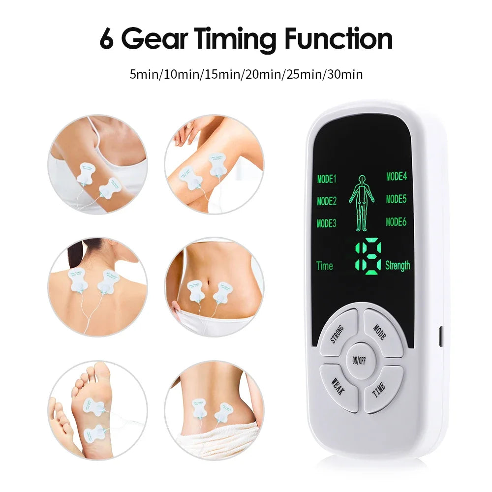 EMS Electric Muscle Therapy Stimulator 6 Modes Tens Unit Machine Meridian Physiotherapy Pulse Abdominal Prostate Body Massager Leedoar