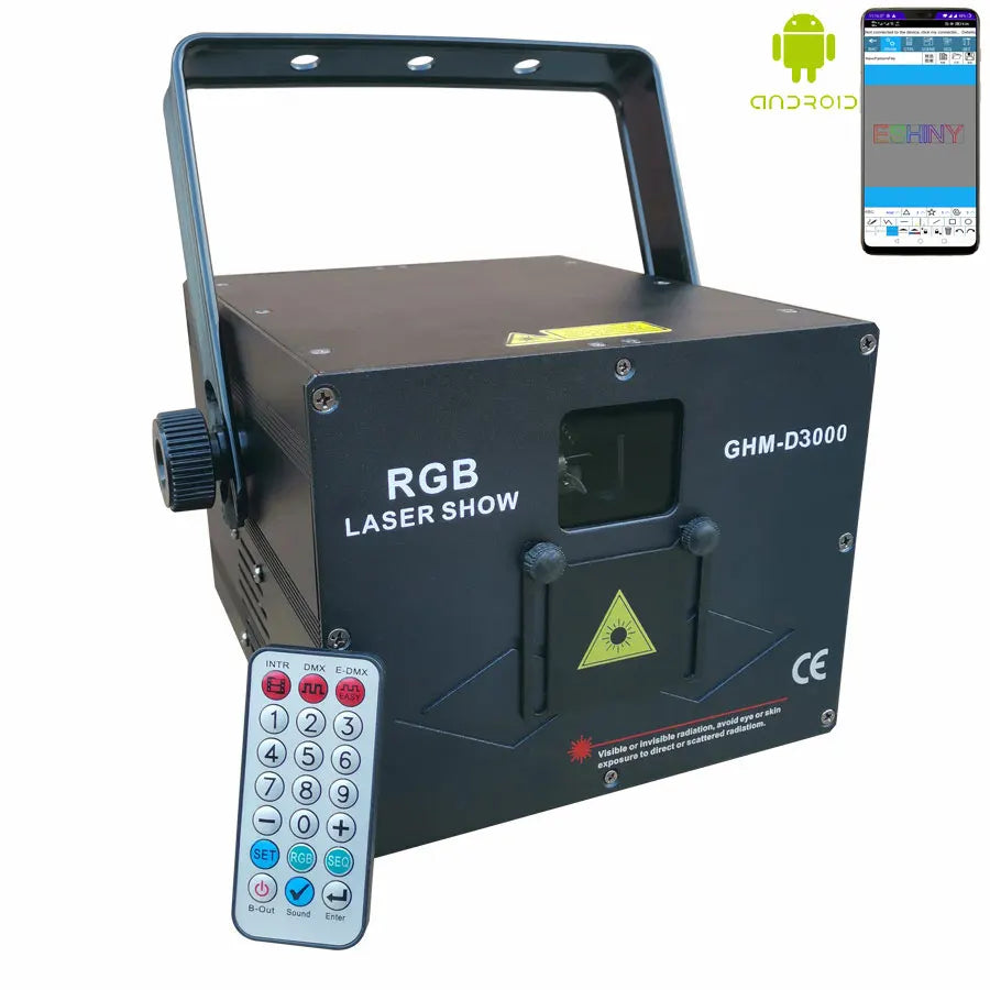 ESHINY APP 2W/3W/5W RGB Laser Beam Animation Patterns DJ Dance Bar Disco Light Projector DMX ILDA Stage Effect Lamp Show G16N6
